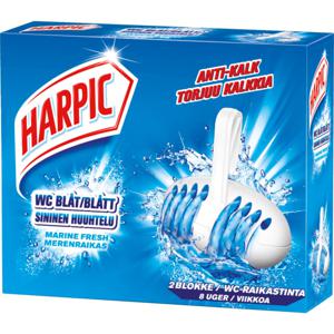 Harpic Toalettblock Toalettrengöringsmedel Anti-kalk Marine Fresh 2-pack produkt bild