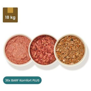 haustierkost.de BARF Komfort PLUS Frostfutter Menü 18 kg - Huhn, Lachs & Rind Barffutter für Hunde Produktbild