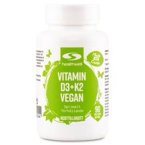 Healthwell D3+K2-Vitamiini Vegaani 90 kapsler produktbillede