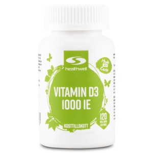 Healthwell D3-vitamin 1000 IE 120 kapsler produktbillede