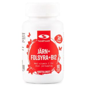 Healthwell Järn Folsyra B12 90 kaps produkt bild
