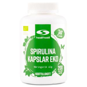 Healthwell Spirulina Kapslar EKO 200 kaps produkt bild
