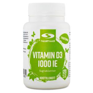 Healthwell Vitamin D3 1000 IE Sugtabletter 120 tabl produkt bild