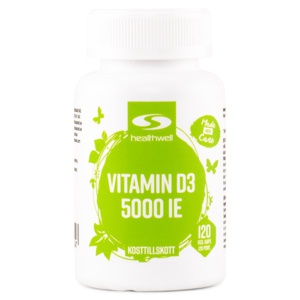 Healthwell Vitamin D3 5000 IE 120 kapsler produktbillede