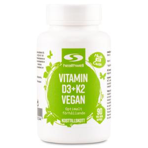Healthwell Vitamin D3+K2 Vegan 90 kaps produkt bild
