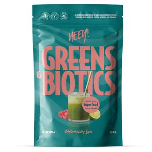 Heey! Greens & Biotics Superfood Hallon Lime 300 g produkt bild