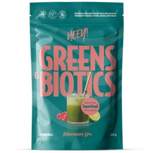 HEEY Greens & Biotics Superfood + Probiotics Raspberry Lime 300 g produktbillede