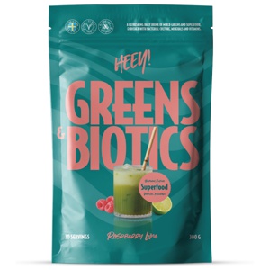 Heey! Greens & Biotics Superfood + Probiotics Raspberry Lime 300 g produktbilde