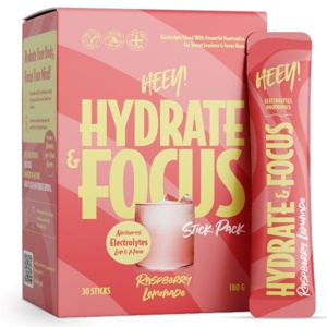 Heey! Hydrate & Focus Electrolytes - Raspberry Lemonade - Stick Pack - 30 stk. produktbillede