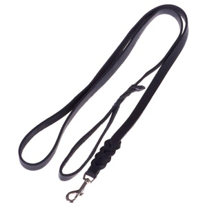 Heim Lederleine mit eingeflochtenem Karabiner - schwarz Produktbild