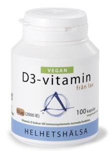 Helhetshälsa D3-vitamin 50 µg Vegan 100 kapslar produkt bild