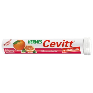 Hermes Cevitt + Calcium Blutorange Brausetabletten, 20 St Brausetabletten Produktbild