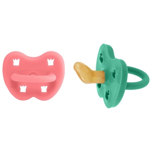 Hevea Naturgumminapp - Tulip Pink & Pop of Green, 3-36 mån Ortodontisk 2-pack produkt bild