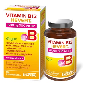 VITAMIN B12 HEVERT 500 Mikrogramm DUO AKTIV 180 St Lutschtabletten Produktbild