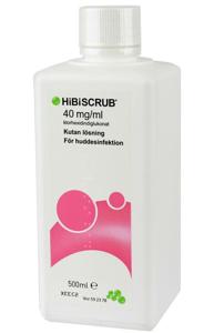Hibiscrub 40 mg/ml Klorhexidin, Kutan lösning, 500 milliliter produkt bild