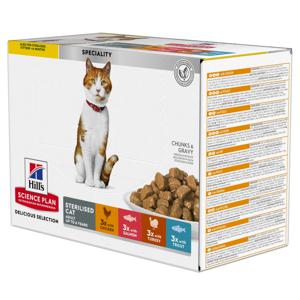 Hill's Science Plan Adult Sterilised 12 x 85 g Chicken, Salmon, Turkey, Trout produkt bild