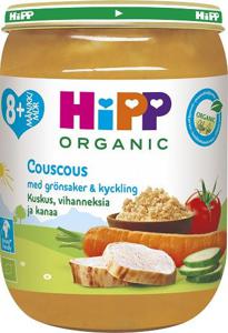 HiPP Couscous,Grönsaker & Kyckling 8m 190g produkt bild
