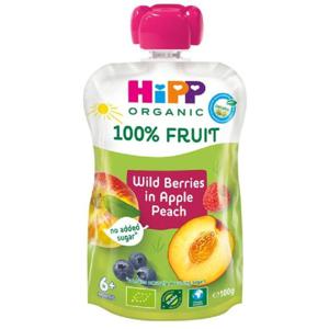 HiPP Klämmis Äpple, Persika, Blåbär & Hallon 6M 100 g produkt bild