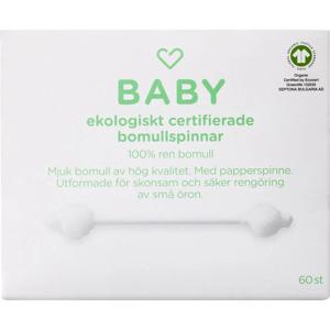 Hjärtats BABY Eko Bomullspinnar 60 st produkt bild