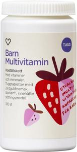 Hjärtats Barn Multivitamin tuggtablett med jordgubbsmak produkt bild