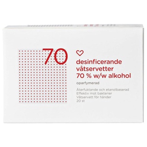 Hjärtats desinficerande våtservetter 70% oparf 20 st produkt bild