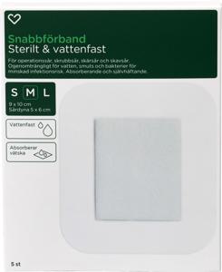 Hjärtats Snabbförband Sterilt Vattenfast 9cm x 10cm 5st produkt bild