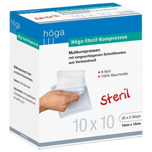 Höga Steril Kompressen 10x10cm 8fach, 25X2 St Kompressen Produktbild