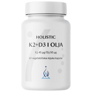 K2+D3-vitamin i olja, 60 kapslar - Holistic produkt bild