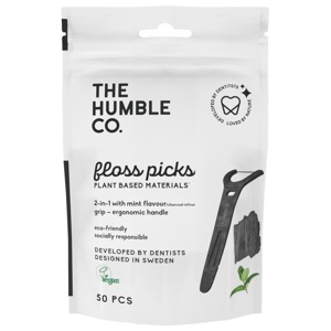 Humble Floss Picks Charcoal Grip Handle 50 st produkt bild
