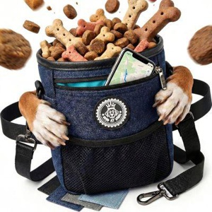 HUND IST KÖNIG ® Premium Leckerlibeutel für Hunde   Robuster Futterbeutel Hunde mit viel Stauraum blau/ türkis Produktbild