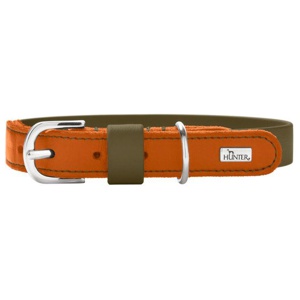 Hunter Halsband Wolmar BioThane® x Leder, khaki/orange Produktbild