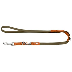 Hunter Verstellbare Führleine Wolmar BioThane® x Leder, khaki/orange Produktbild
