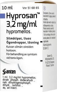 Hyprosan, ögondroppar, lösning 3,2 mg/ml, 10 ml produkt bild