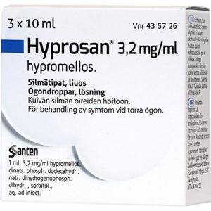 Hyprosan, ögondroppar, lösning 3,2 mg/ml, 3 x 10 milliliter produkt bild
