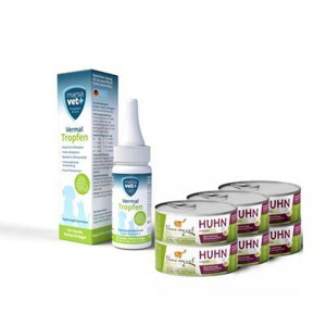 I love my cat Vermal Set für Katzen Marsavet Vermal Tropfen 50 ml + Nassfutter mit Huhn 6x100 g Produktbild