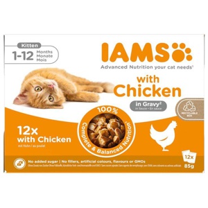 Iams Advanced Nutrition Kitten 1-12 Months Chicken in Sauce 12x85 g produktbilde
