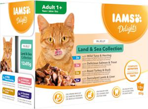 IAMS Delights Adult i gelé 12 / 24 x 85 g - Land & Sea Mix 12 x 85 g produkt bild