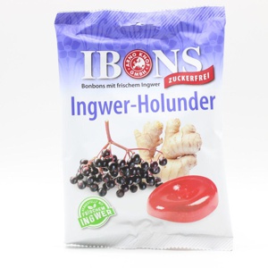 IBONS Ingwer Holunder o.Zucker Tüte Lutschbonbons Produktbild