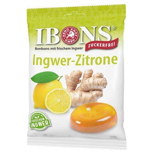 IBONS Ingwer Zitrone o.Zucker Tüte Lutschbonbons Produktbild