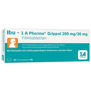 IBU-1A Pharma Grippal 200 mg/30 mg Filmtabletten Produktbild