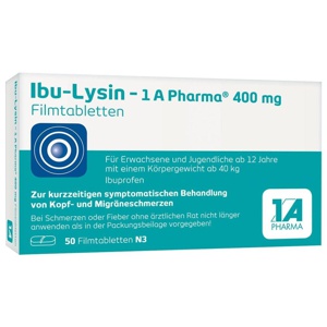 IBU-LYSIN 1A Pharma 400 mg Filmtabletten Produktbild