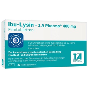IBU-LYSIN 1A Pharma 400 mg Filmtabletten Produktbild