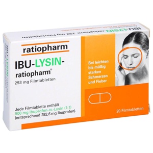 IBU-LYSIN-ratiopharm® 293 mg Filmtabletten, 20 St Filmtabletten Produktbild