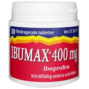 Ibumax 400 mg Ibuprofen Burk 30 tabletter produkt bild
