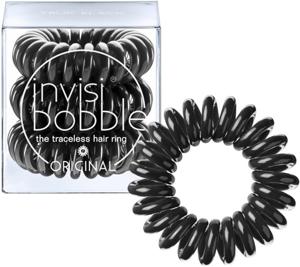 invisibobble Original äkta äkta hårsnoddar, 3 x spiral, svart för flickor, kvinnor och män, starkt grepp och skonsamt mot håret, originalet, designat i hjärtat av München produkt bild