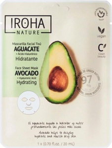 IROHA Hydrating Face Sheet Mask Avocado 20 ml 1 stk produktbillede