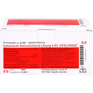 Isotonische NaCl Lösung 0,9% Eifelfango Inj.-Lsg. 50X2 ml Injektionslösung Produktbild