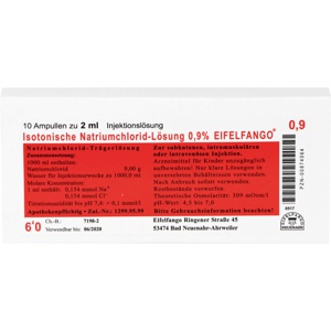 Isotonische NaCl Lösung 0,9% Eifelfango Inj.-Lsg. 10X2 ml Injektionslösung Produktbild
