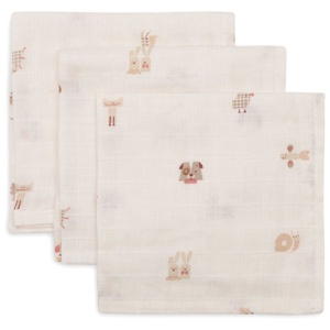 Jollein Muslin Tvättlapp 31x31 cm Animal Friends 3 st produkt bild