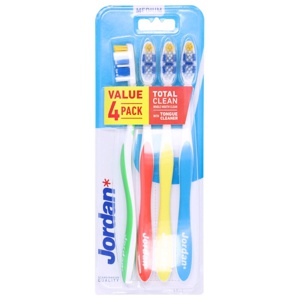 Jordan Tandbørste Value 4 Pack Total Clean Medium produktbillede